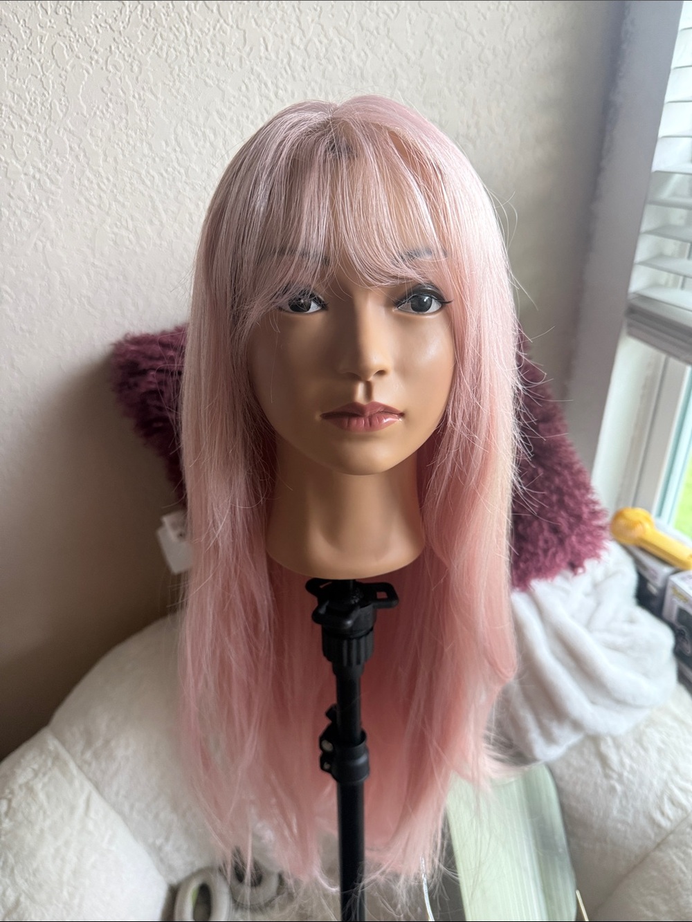 Pink Wig 13x6 Glueless HD Lace Front Wig 26 inches light pastel mauve rose